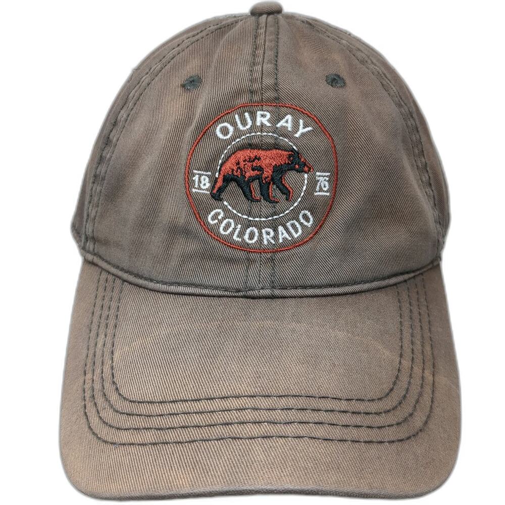 Prairie Mountain Baseball Cap Gray One Size Ouray Colorado Bear Embroidered hat